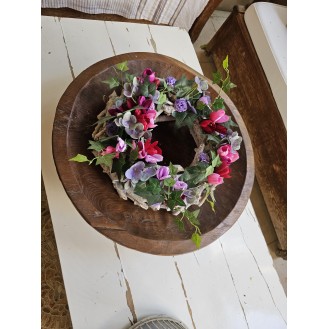 Table Spring Flower Arrangment, on wooden branches rounded shape,large size