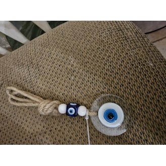 Glass key chain evil eye medium 