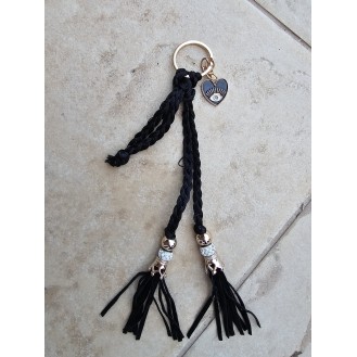 Black long key ring with golden details