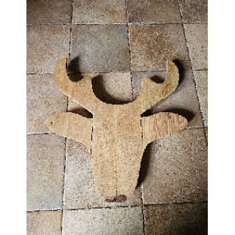 large size wooden platter in reindeer shape in natural wood